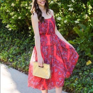 NWOT Banana Republic Red Paisley Print Midi Summer Dress - Size 4